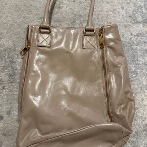 Elegant beige/taupe Leather Tote Bag